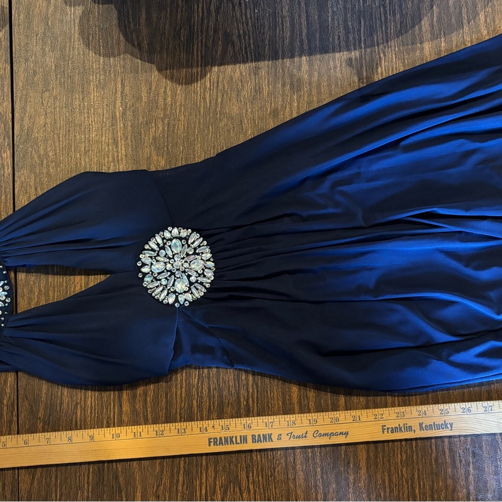 B Darlin Navy banquet dress with Crystal Embellishment